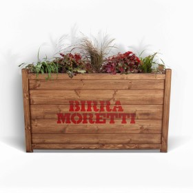 Birra Moretti Wooden Planter with Real Plants